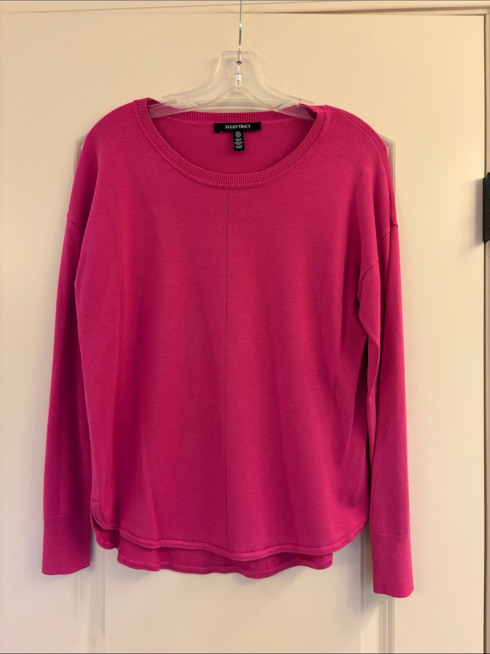 Eileen Fisher Bright Fuchsia Long-Sleeve Knit Top